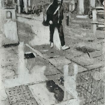 Painting titled "Study - Man Walking" by David Coulter, Original Artwork, Charcoal