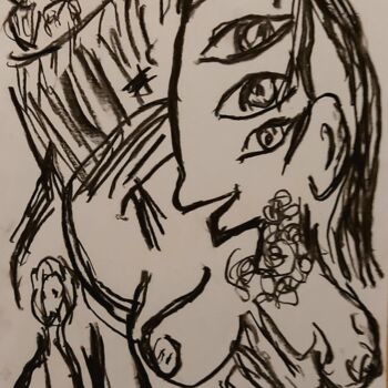 Dessin intitulée "Con tres ojos veo e…" par Fernando Rubio, Œuvre d'art originale, Fusain