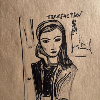 Tekening getiteld "1:$% / Parisians -…" door Leni Smoragdova, Origineel Kunstwerk, Marker