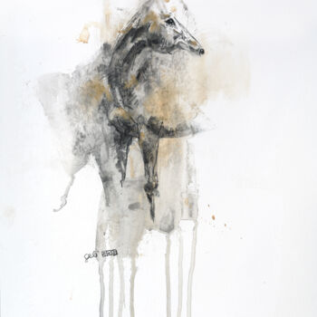 Peinture intitulée "Nu Equin 16p" par Benedicte Gele, Œuvre d'art originale, Fusain