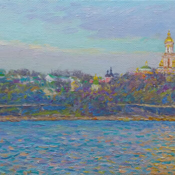 Ζωγραφική με τίτλο "Sunrise over Kyiv" από Gunchenko, Αυθεντικά έργα τέχνης, Λάδι Τοποθετήθηκε στο Ξύλινο φορείο σκελετό