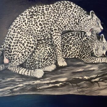 Painting titled "Connexion" by Fleurlise Artiste Peintre Et Sculpteur, Original Artwork, Oil Mounted on Wood Stretcher frame