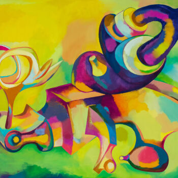 Painting titled "Forest spirits" by Ivan Stoyanov, Original Artwork, Oil