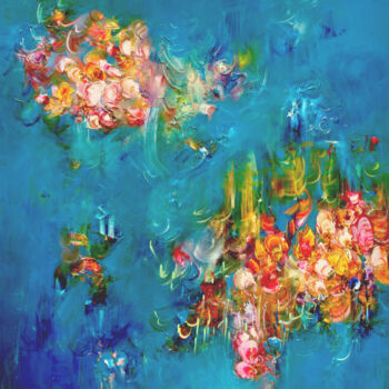 Painting titled "The Coral Singers a…" by Victoria Horkan, Original Artwork, Oil Mounted on Wood Stretcher frame