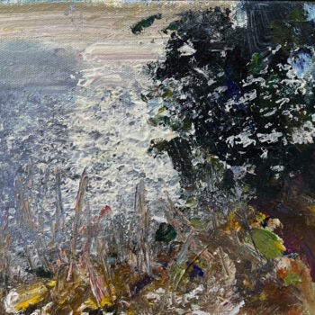 Painting titled "evening sun" by Georgy B, Original Artwork, Acrylic Mounted on Wood Stretcher frame