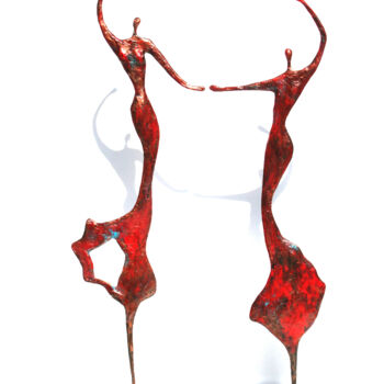 Sculpture titled "Ballet rouge" by Vanessa Renoux, Original Artwork, Metals