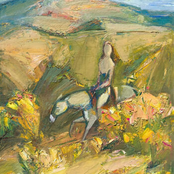 Peinture intitulée "Rider of the Golden…" par Mateos Sargsyan, Œuvre d'art originale, Huile Monté sur Châssis en bois