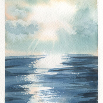 Ζωγραφική με τίτλο "Ciel aquarelle 5" από Mgr, Αυθεντικά έργα τέχνης, Ακουαρέλα