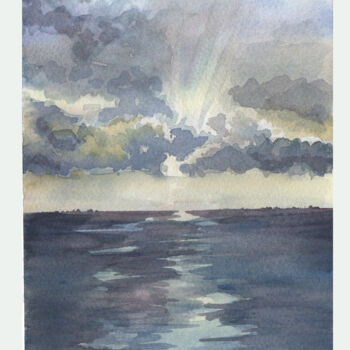 Painting titled "Ciel aquarelle 6" by Mgr, Original Artwork, Watercolor