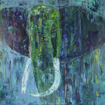 Painting titled "Elephant emerging f…" by Denis Kuvayev, Original Artwork, Acrylic