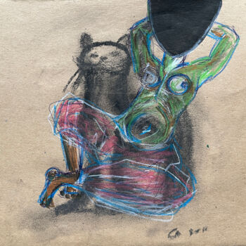 Dessin intitulée "1T$3 / Back to the…" par Leni Smoragdova, Œuvre d'art originale, Fusain