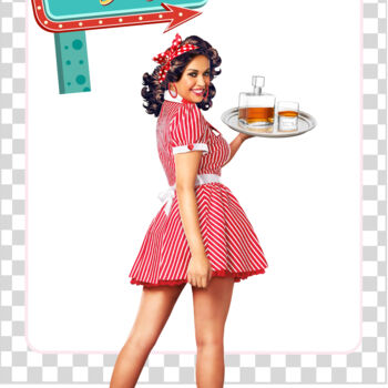 Arte digital titulada "Rollerskating Waitr…" por Moreno Franco, Obra de arte original, Acrílico