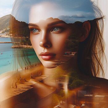 Digital Arts με τίτλο "Plage Fantôme" από Modane, Αυθεντικά έργα τέχνης, Εικόνα που δημιουργήθηκε με AI