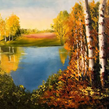 Painting titled "Autumnal Serenity" by Anton Soldatov, Original Artwork, Acrylic