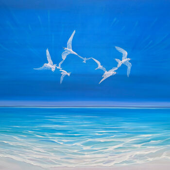 Painting titled "Ocean Magicians" by Gill Bustamante, Original Artwork, Oil Mounted on Wood Stretcher frame