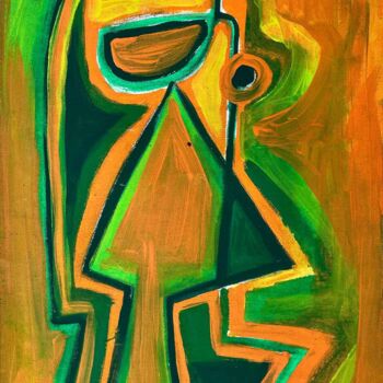 Peinture intitulée "Personaje naranja c…" par Enrique Pichardo, Œuvre d'art originale, Acrylique
