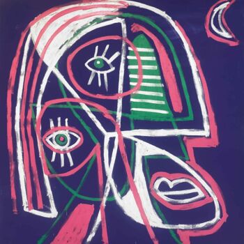 Peinture intitulée "Retrato púrpura" par Enrique Pichardo, Œuvre d'art originale, Acrylique