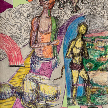 「a#$5 / Transaction…」というタイトルの描画 Leni Smoragdovaによって, オリジナルのアートワーク, マーカー