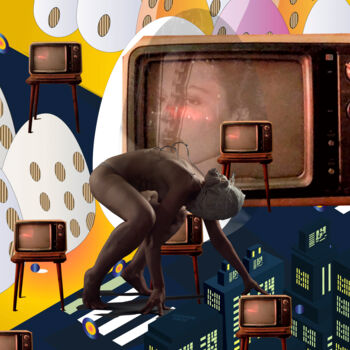 Digital Arts titled "1tkk \ Ghost town -…" by Leni Smoragdova, Original Artwork, Digital Collage Mounted on Aluminium