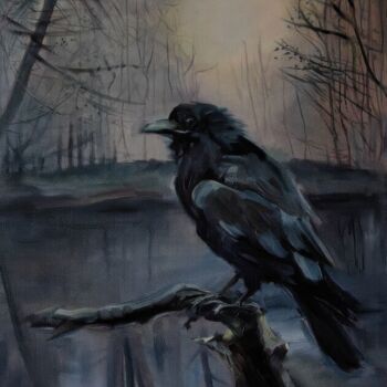 Ζωγραφική με τίτλο "Twilight Raven in C…" από Anton Soldatov, Αυθεντικά έργα τέχνης, Ακρυλικό