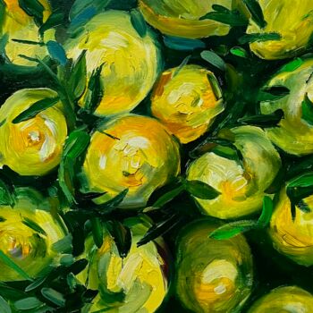 Painting titled "Lemon Tree" by Vahe Bagumyan, Original Artwork, Oil Mounted on Wood Stretcher frame