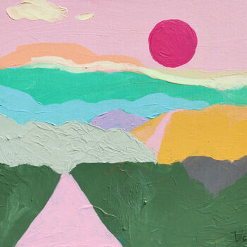 Peinture intitulée "Paysage abstrait de…" par Natalya Volynska, Œuvre d'art originale, Acrylique Monté sur Châssis en bois