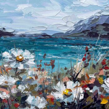 Peinture intitulée ""Blooming Seashore"" par Oxypoint, Œuvre d'art originale, Huile Monté sur Carton