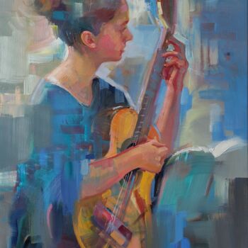 Painting titled "Elegische Melodie" by Katharina Valeeva, Original Artwork, Oil Mounted on Wood Stretcher frame