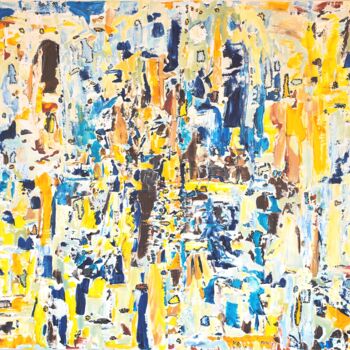 Malarstwo zatytułowany „Terraqua” autorstwa Wafa El Hilali, Oryginalna praca, Akryl Zamontowany na Drewniana rama noszy