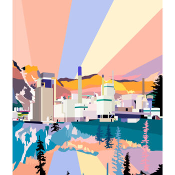 Printmaking titled "Factory & Soft Moun…" by Marion Sagon, Original Artwork, Digital Print