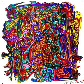 Disegno intitolato "09/13 Cellula" da Claudio Mario Andrea, Opera d'arte originale, Pennarello Montato su Telaio per barella…
