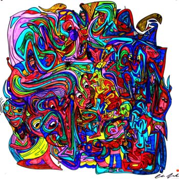 Disegno intitolato "08/13 Cellula" da Claudio Mario Andrea, Opera d'arte originale, Pennarello Montato su Telaio per barella…