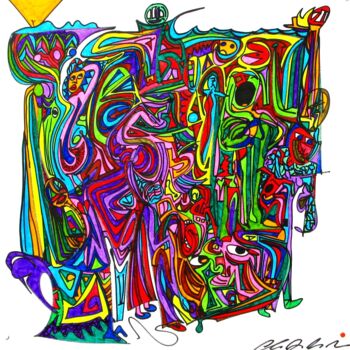 Disegno intitolato "06/13 Cellula" da Claudio Mario Andrea, Opera d'arte originale, Pennarello Montato su Telaio per barella…