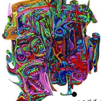 Disegno intitolato "04/13 Cellula" da Claudio Mario Andrea, Opera d'arte originale, Pennarello Montato su Telaio per barella…