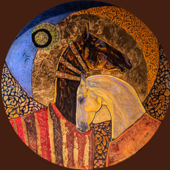 Malerei mit dem Titel ""Family"" von Fefa Koroleva, Original-Kunstwerk, Öl Auf Keilrahmen aus Holz montiert