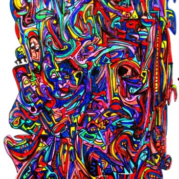 Disegno intitolato "01/13 Cellula" da Claudio Mario Andrea, Opera d'arte originale, Pennarello Montato su Vetro