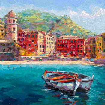 Schilderij getiteld ""Cinque Terre. Ital…" door Oxypoint, Origineel Kunstwerk, Olie Gemonteerd op Frame voor houten brancard