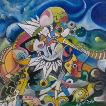 Painting titled "motifs decoratifs v…" by Daoudi Mohamed, Original Artwork, Acrylic Mounted on Wood Stretcher frame