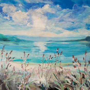 Painting titled "Asphodèles" by Kathrin Flöge, Original Artwork, Acrylic Mounted on Wood Stretcher frame