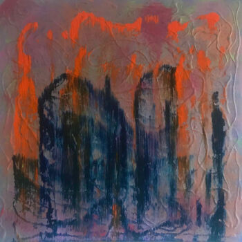 Pintura intitulada "Abstract Sunset" por Cristina Ticovschi, Obras de arte originais, Acrílico Montado em Armação em madeira