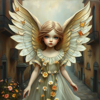 Artes digitais intitulada "Daisy little Angel" por Davina Dugnas, Obras de arte originais, Pintura digital Montado em Armaçã…