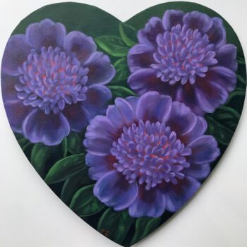 Картина под названием "Floral Heart Harmony" - Irina Gauss, Подлинное произведение искусства, Масло Установлен на Деревянная…