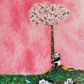 Peinture intitulée "Panda Paradise 6" par Christian Perez De Carvasal, Œuvre d'art originale, Huile