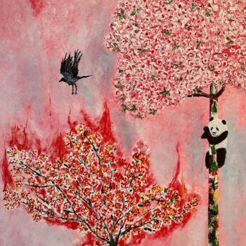 Peinture intitulée "Panda Paradise 7" par Christian Perez De Carvasal, Œuvre d'art originale, Huile
