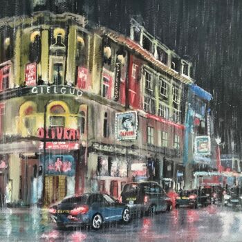 Ζωγραφική με τίτλο "West End, Piccadilly" από Darrencareyart Darren Carey, Αυθεντικά έργα τέχνης, Γκουάς Τοποθετήθηκε στο Χα…