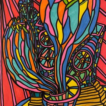 Drawing titled "Flowers…" by Christophe Verger-Lecocq, Original Artwork, Ink