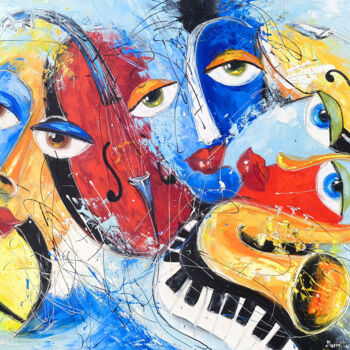 제목이 "Abstract Musical Rh…"인 미술작품 Marietta Martirosyan로, 원작, 기름 나무 들것 프레임에 장착됨