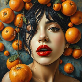 Arte digitale intitolato "Sweet oranges" da Davina Dugnas, Opera d'arte originale, Pittura digitale Montato su Telaio per ba…