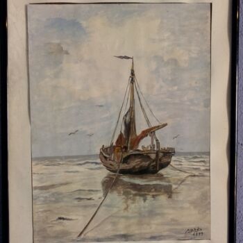 Painting titled "Epave(nostalgie)" by Daoudi Mohamed, Original Artwork, Gouache