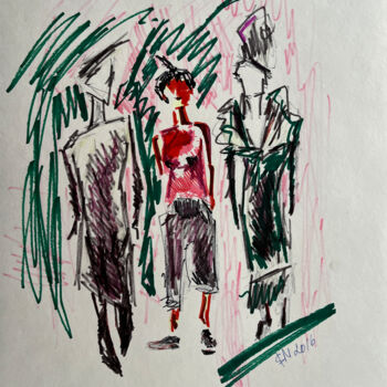 Drawing titled "1[p5 / Meeting No.…" by Leni Smoragdova, Original Artwork, Marker